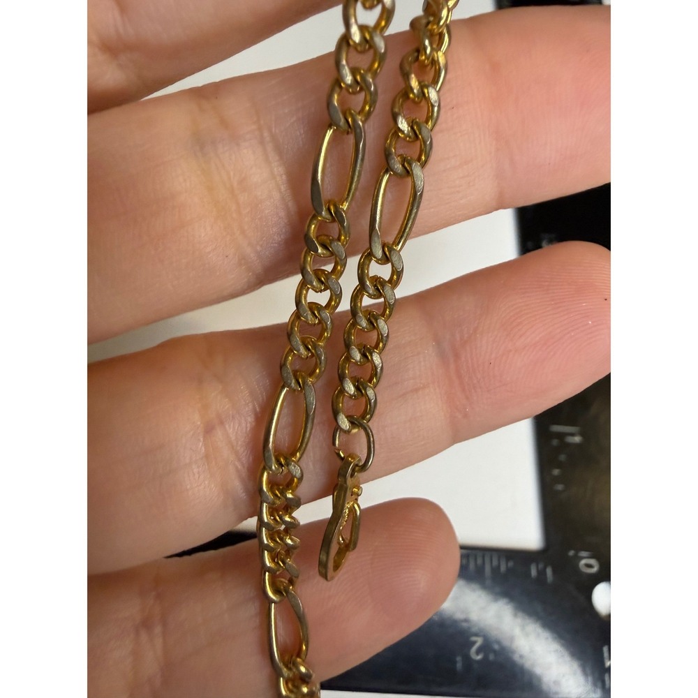 Unbranded 14K GP Gold Plated Figaro Link Bracelet 7.5 Inch Lobster Clasp 4mm